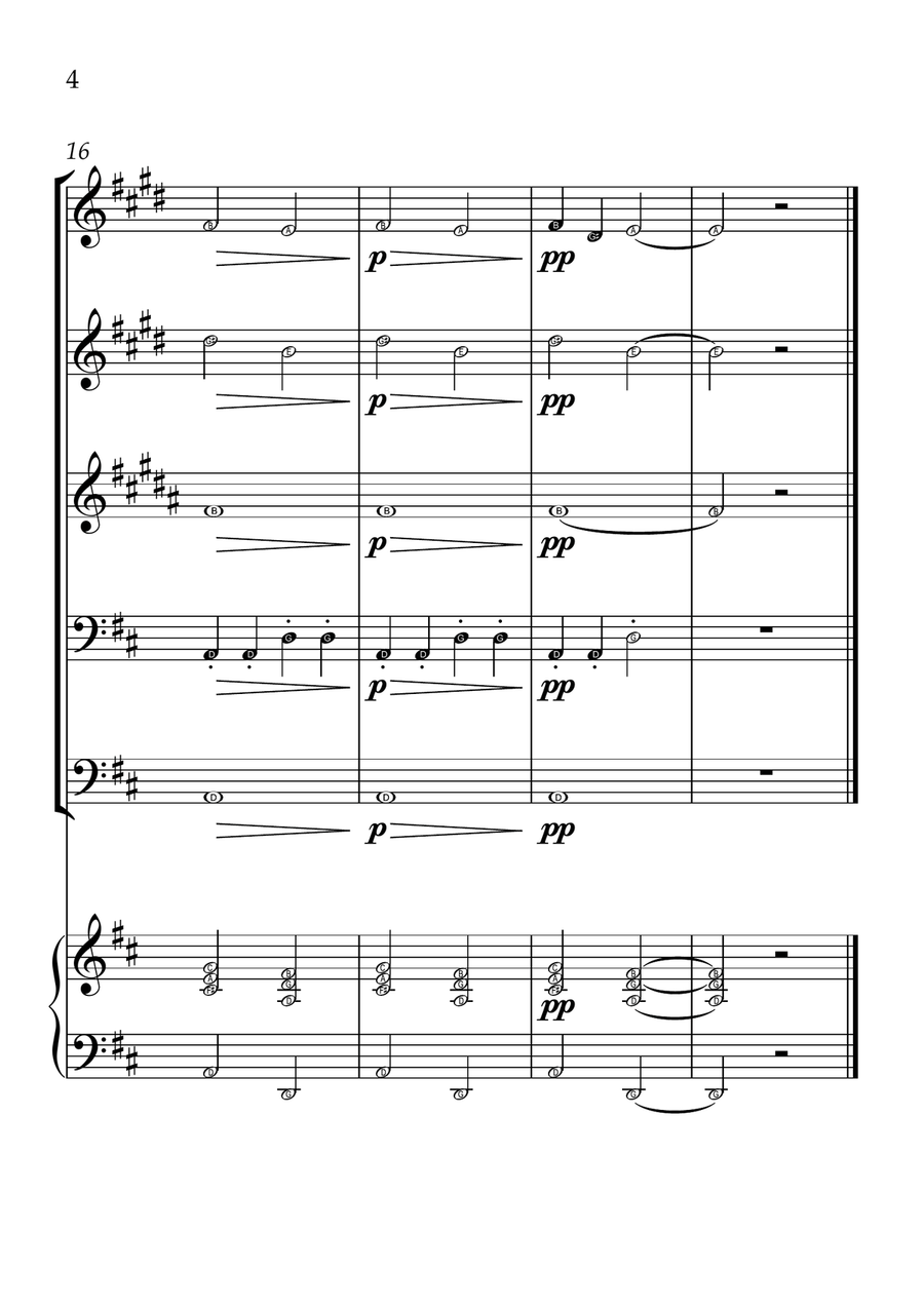 Ode To Joy - Brass Quintet and Piano in D Major - Beginner Level Letter Names Brass Quintet scores gallery preview page 4
