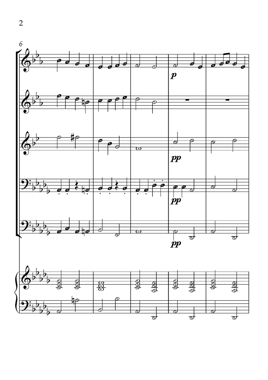 Ode To Joy - Brass Quintet and Piano in Db Major - Beginner Level Letter Names Brass Quintet scores gallery preview page 2