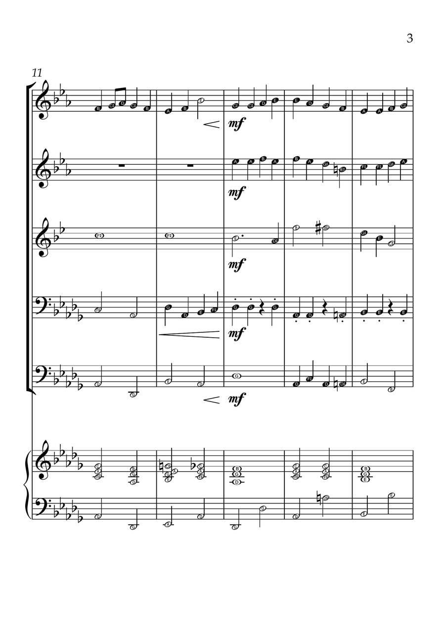 Ode To Joy - Brass Quintet and Piano in Db Major - Beginner Level Letter Names Brass Quintet scores gallery preview page 3