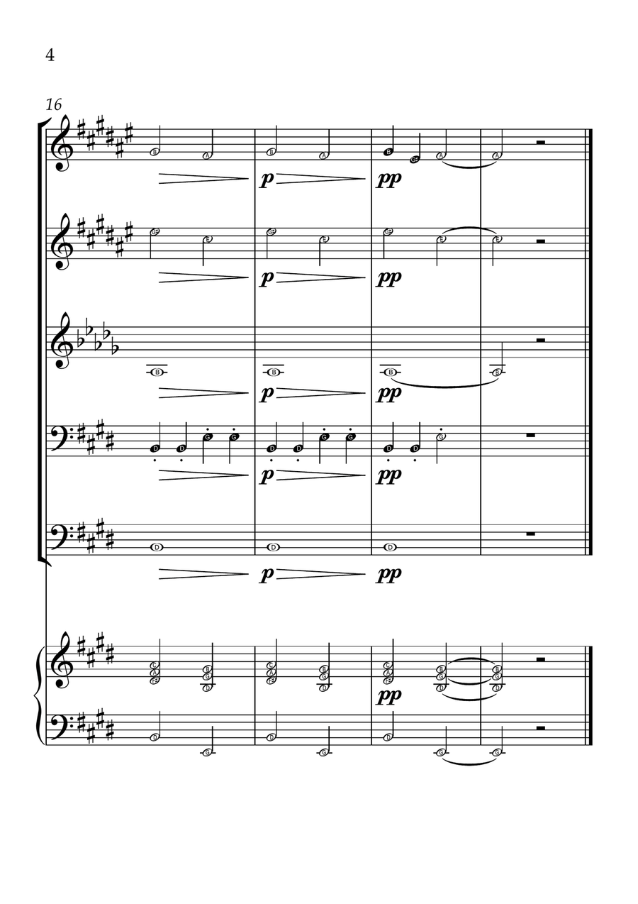 Ode To Joy - Brass Quintet and Piano in E Major - Beginner Level Letter Names Brass Quintet scores gallery preview page 4