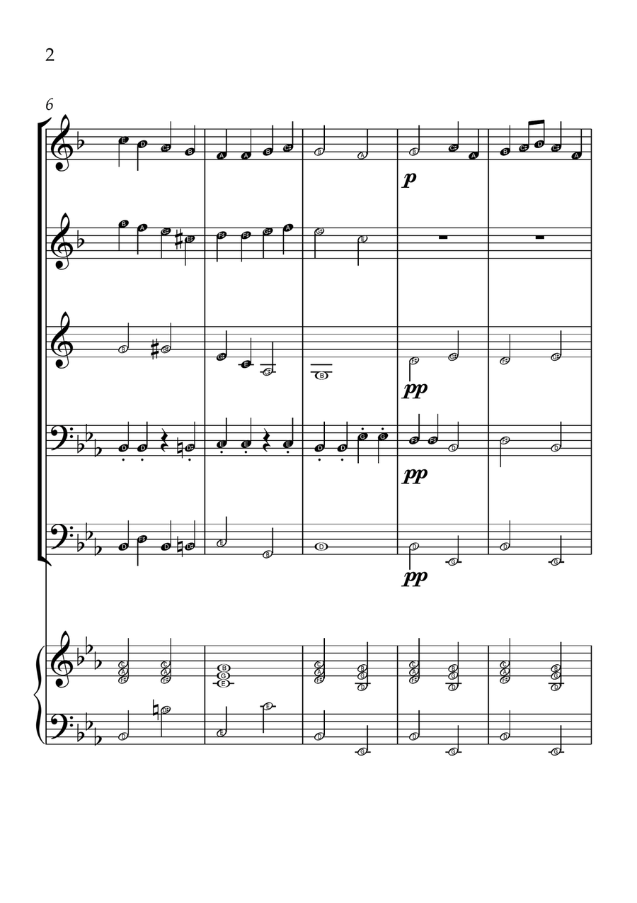Ode To Joy - Brass Quintet in Eb Major - Beginner Level Letter Names Brass Quintet scores gallery preview page 2