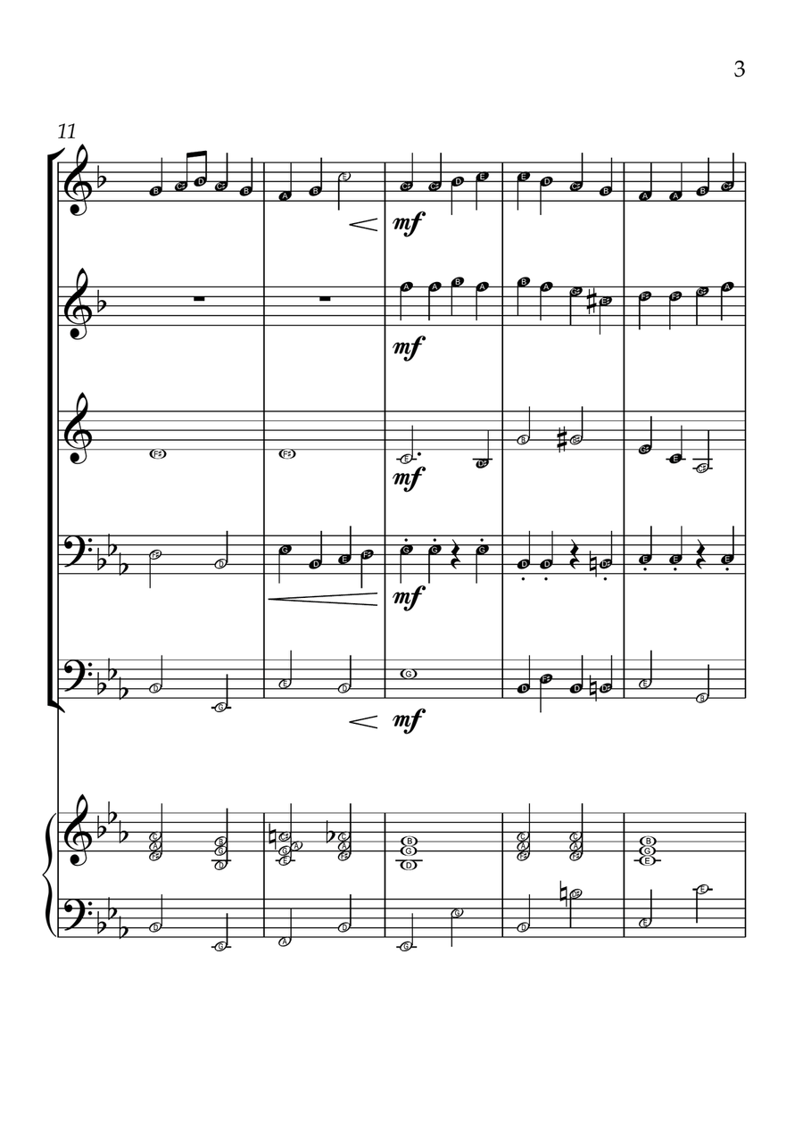 Ode To Joy - Brass Quintet in Eb Major - Beginner Level Letter Names Brass Quintet scores gallery preview page 3