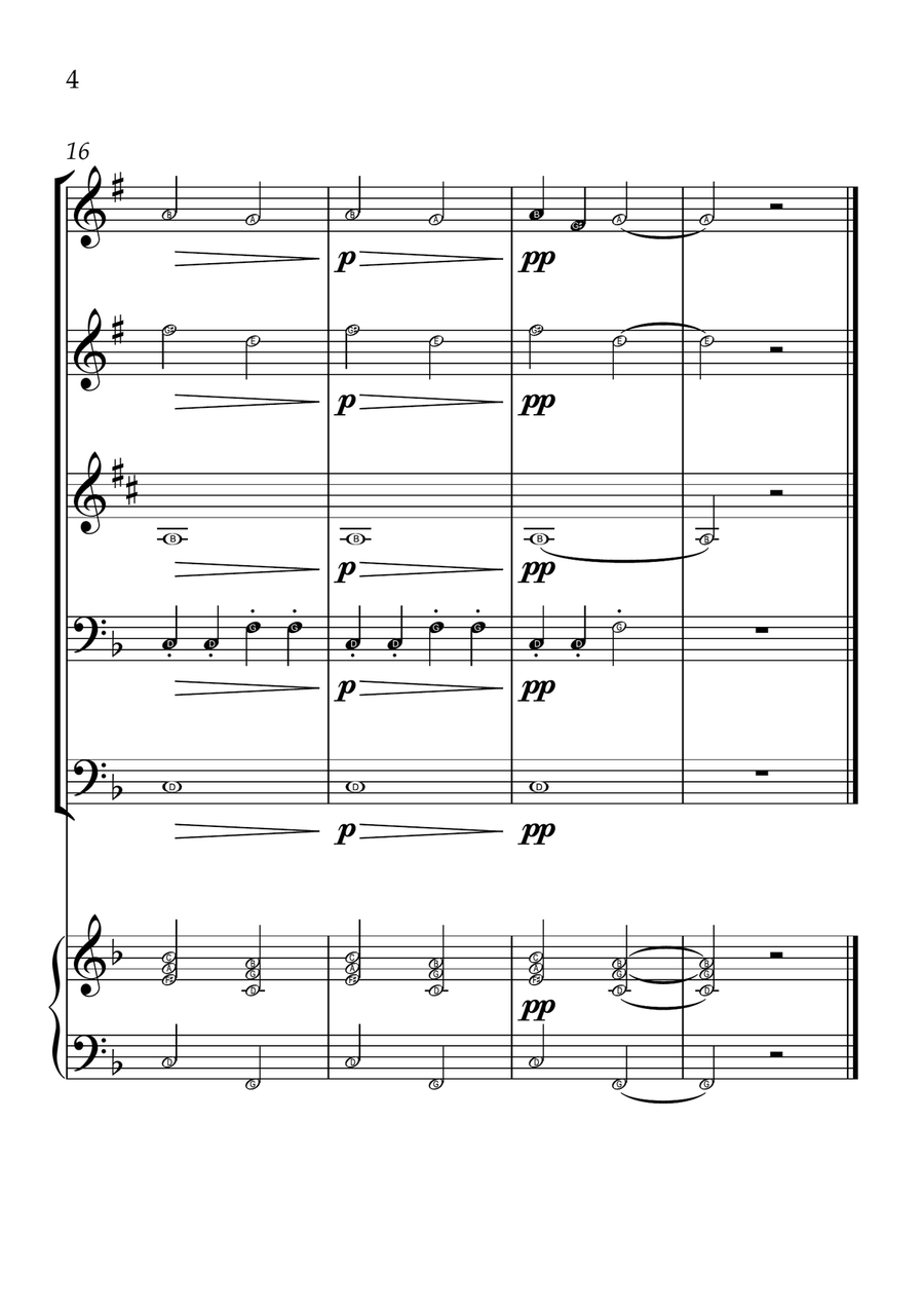 Ode To Joy - Brass Quintet in F Major - Beginner Level Letter Names Brass Quintet scores gallery preview page 4