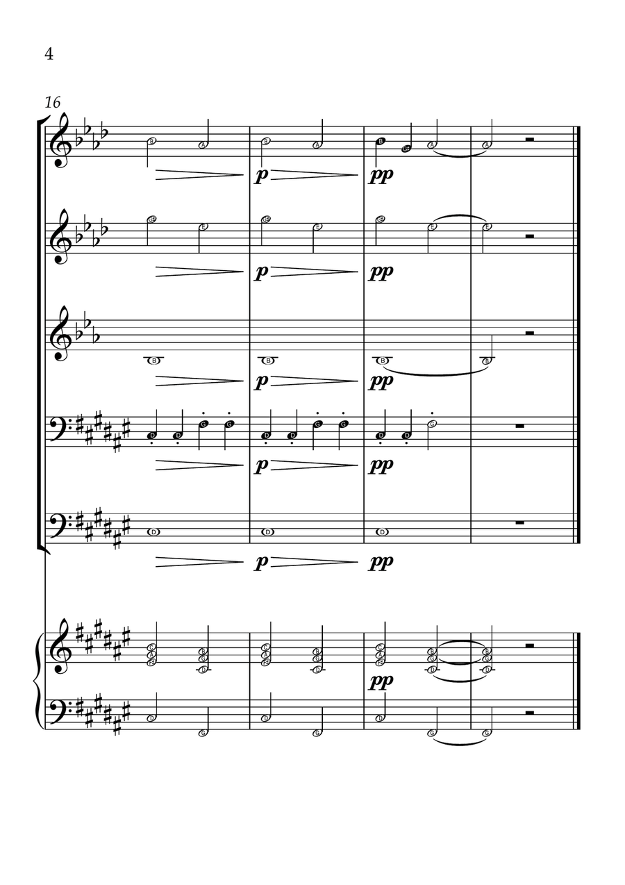 Ode To Joy - Brass Quintet in F# Major - Beginner Level Letter Names Brass Quintet scores gallery preview page 4