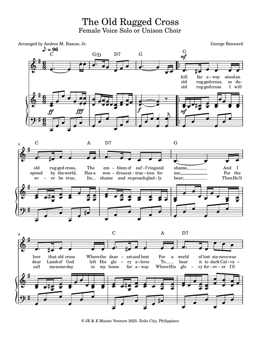 The Old Rugged Cross The Old Rugged Cross A Cappella scores gallery preview page 1