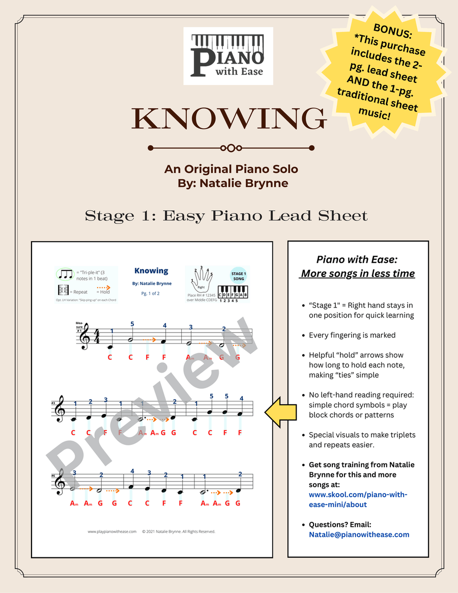 Knowing Piano scores gallery preview page 1