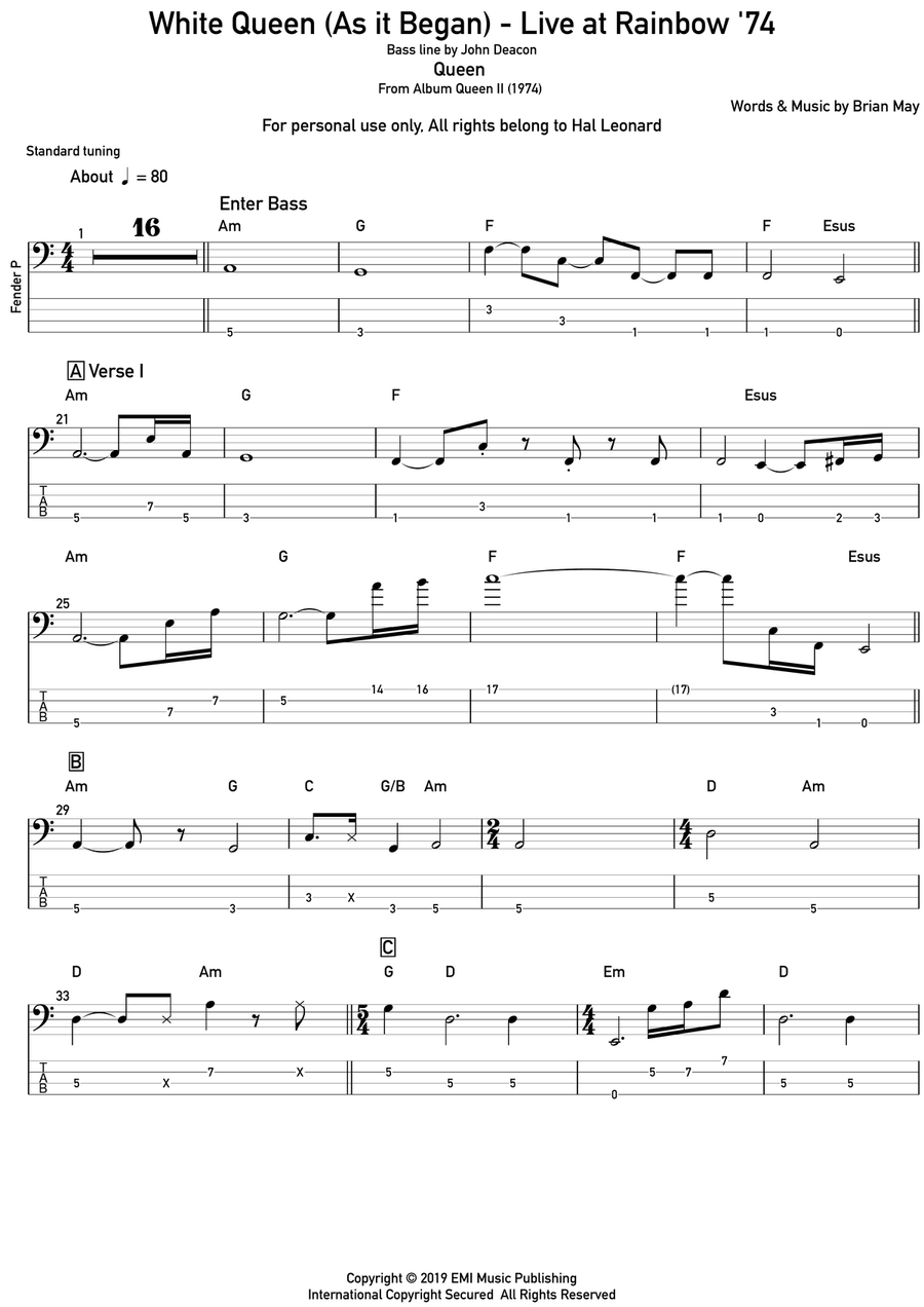 White Queen (As It Began) Acoustic Guitar scores gallery preview page 1