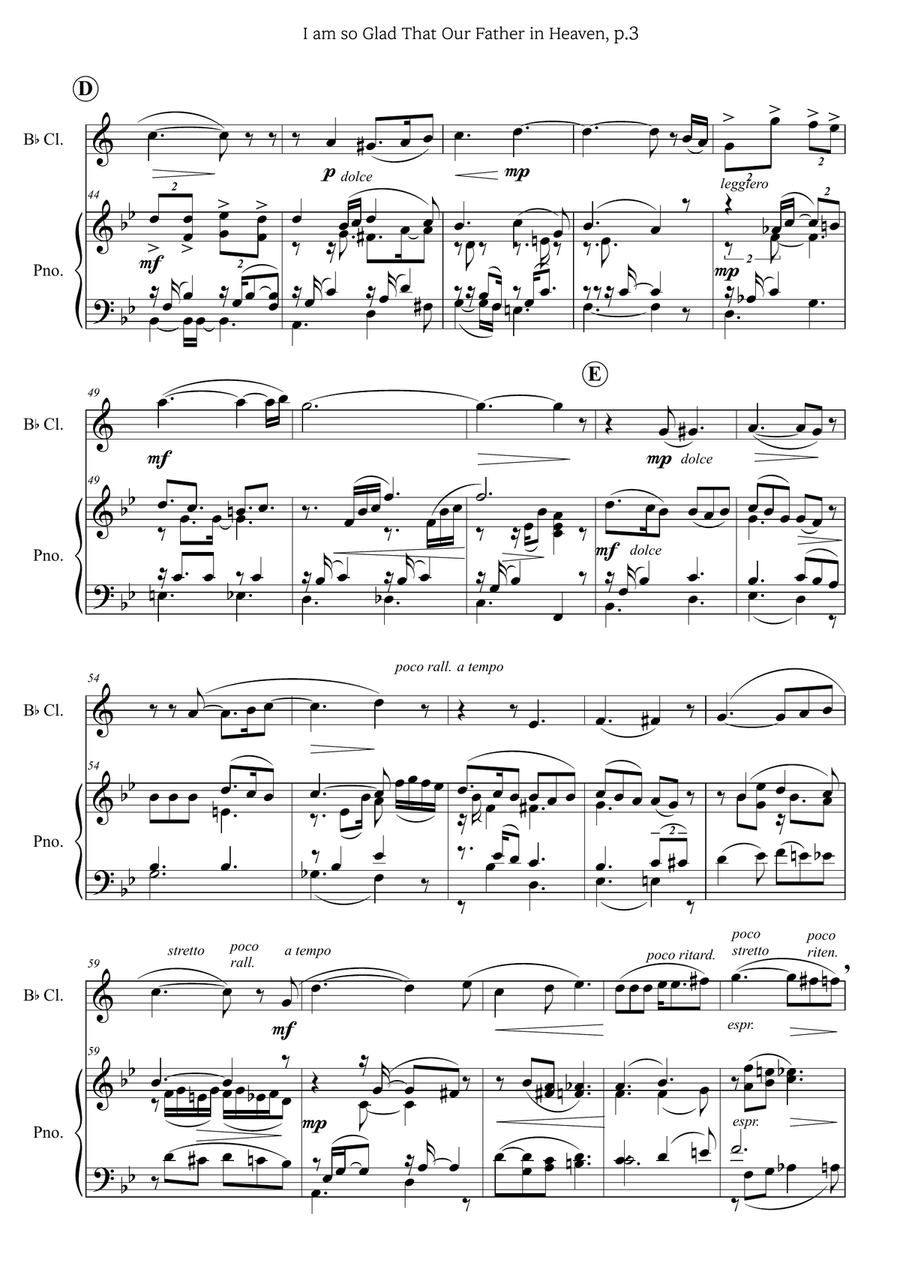 I am so glad - Cl.&Pno B-Flat Clarinet scores gallery preview page 5