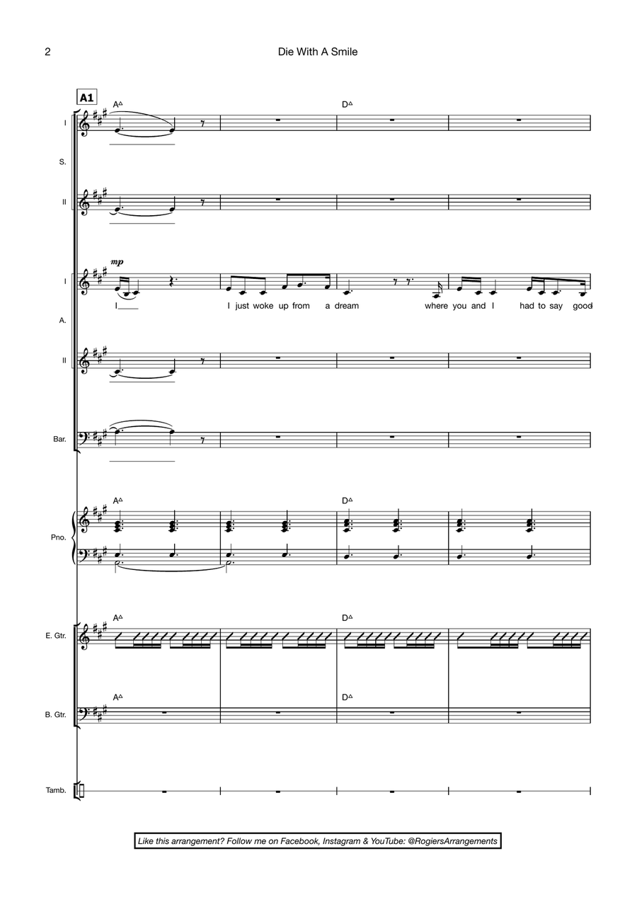 Die With A Smile Die With A Smile Choir scores gallery preview page 2