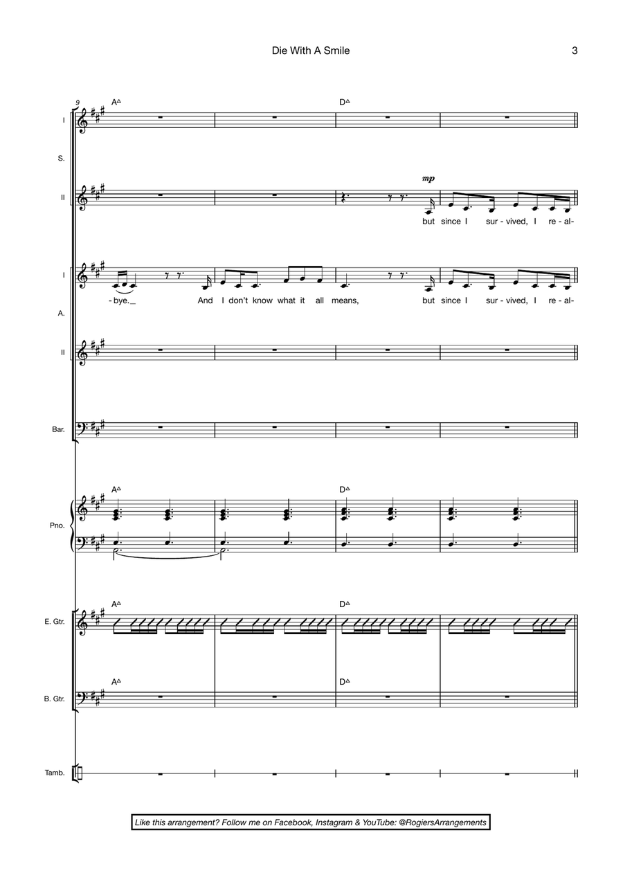 Die With A Smile Die With A Smile Choir scores gallery preview page 3
