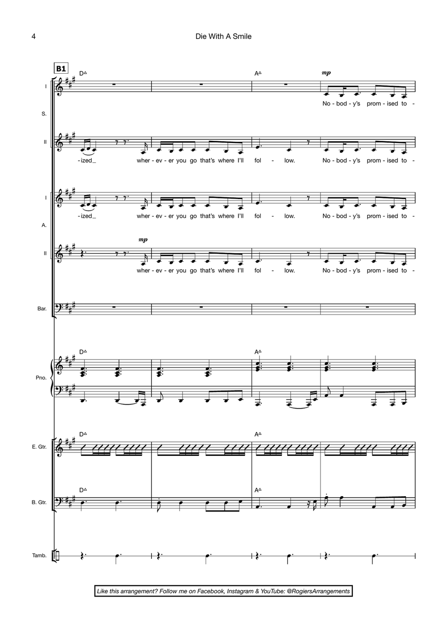 Die With A Smile Die With A Smile Choir scores gallery preview page 4