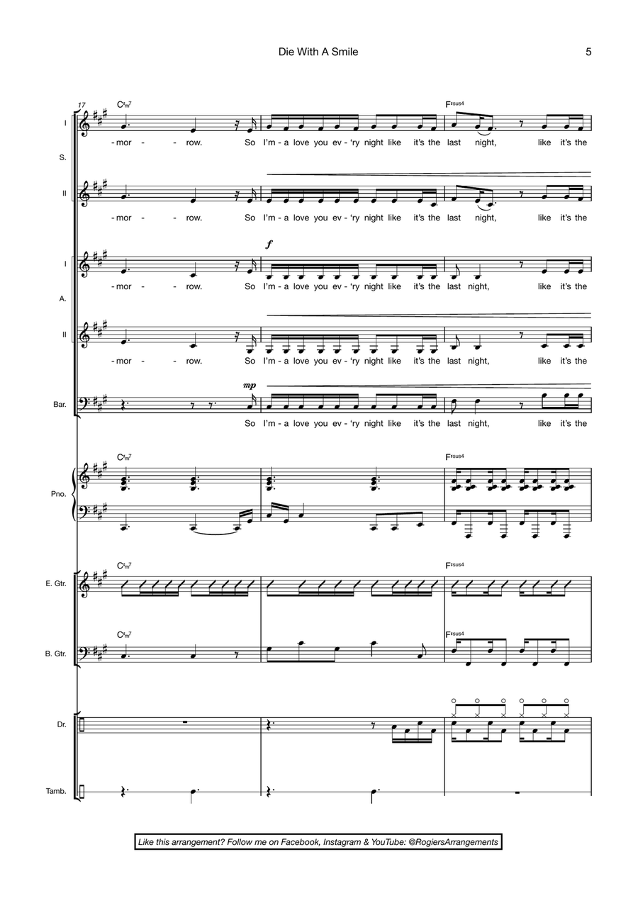 Die With A Smile Die With A Smile Choir scores gallery preview page 5