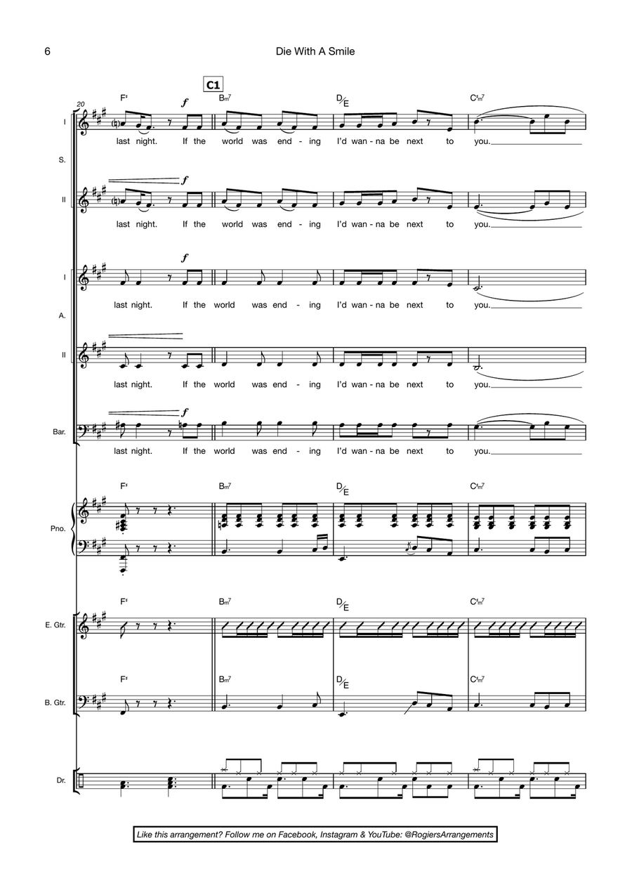 Die With A Smile Die With A Smile Choir scores gallery preview page 6