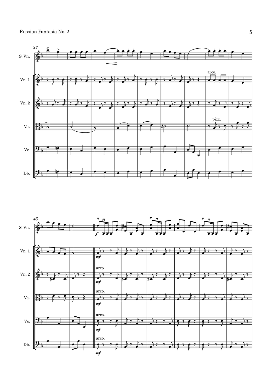 Portnoff Fantasia No 2 for Violin and String Orchestra String Orchestra scores gallery preview page 6