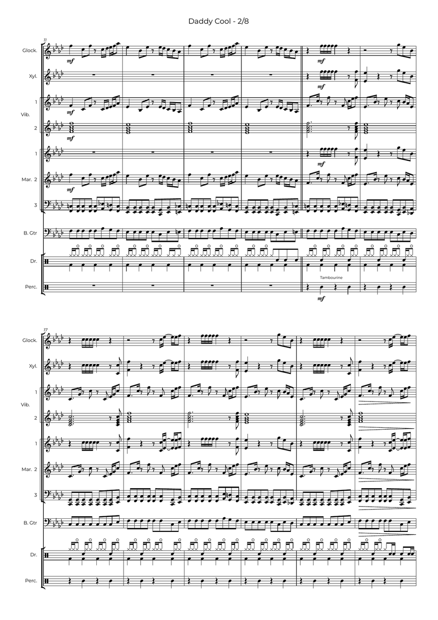 Daddy Cool Daddy Cool Percussion Ensemble scores gallery preview page 2