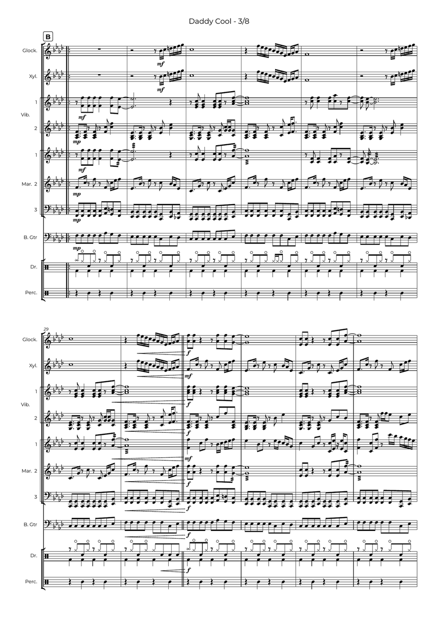 Daddy Cool Daddy Cool Percussion Ensemble scores gallery preview page 3