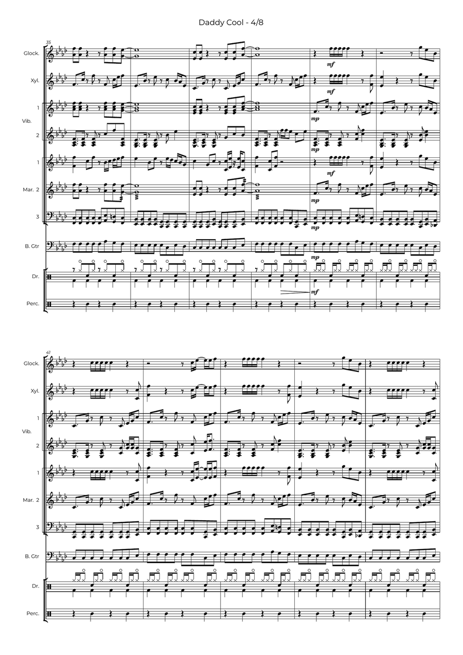 Daddy Cool Daddy Cool Percussion Ensemble scores gallery preview page 4
