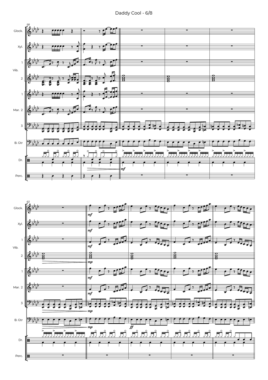 Daddy Cool Daddy Cool Percussion Ensemble scores gallery preview page 6