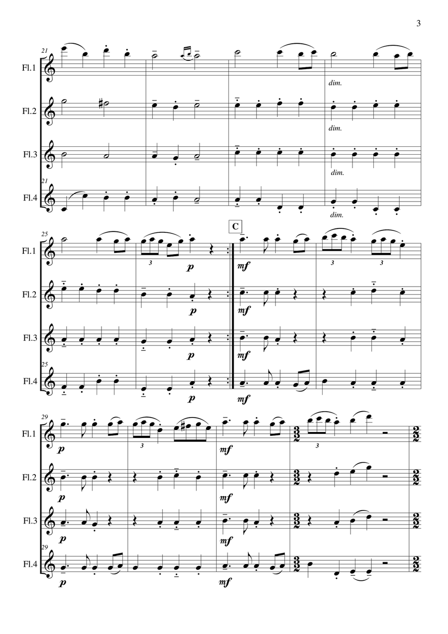 Óró Sé do Bheatha Abhaile Flute Quartet scores gallery preview page 4