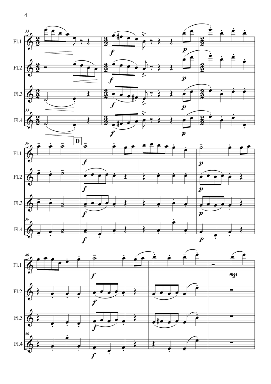 Óró Sé do Bheatha Abhaile Flute Quartet scores gallery preview page 5