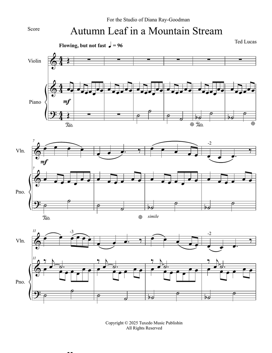 Autumn Leaf in a Mountain Stream Violin Solo scores gallery preview page 2