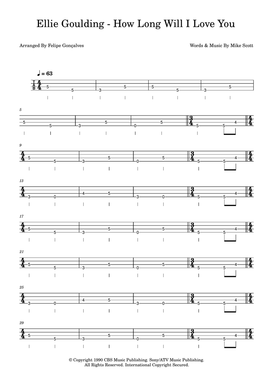 How Long Will I Love You How Long Will I Love You Acoustic Guitar scores gallery preview page 1