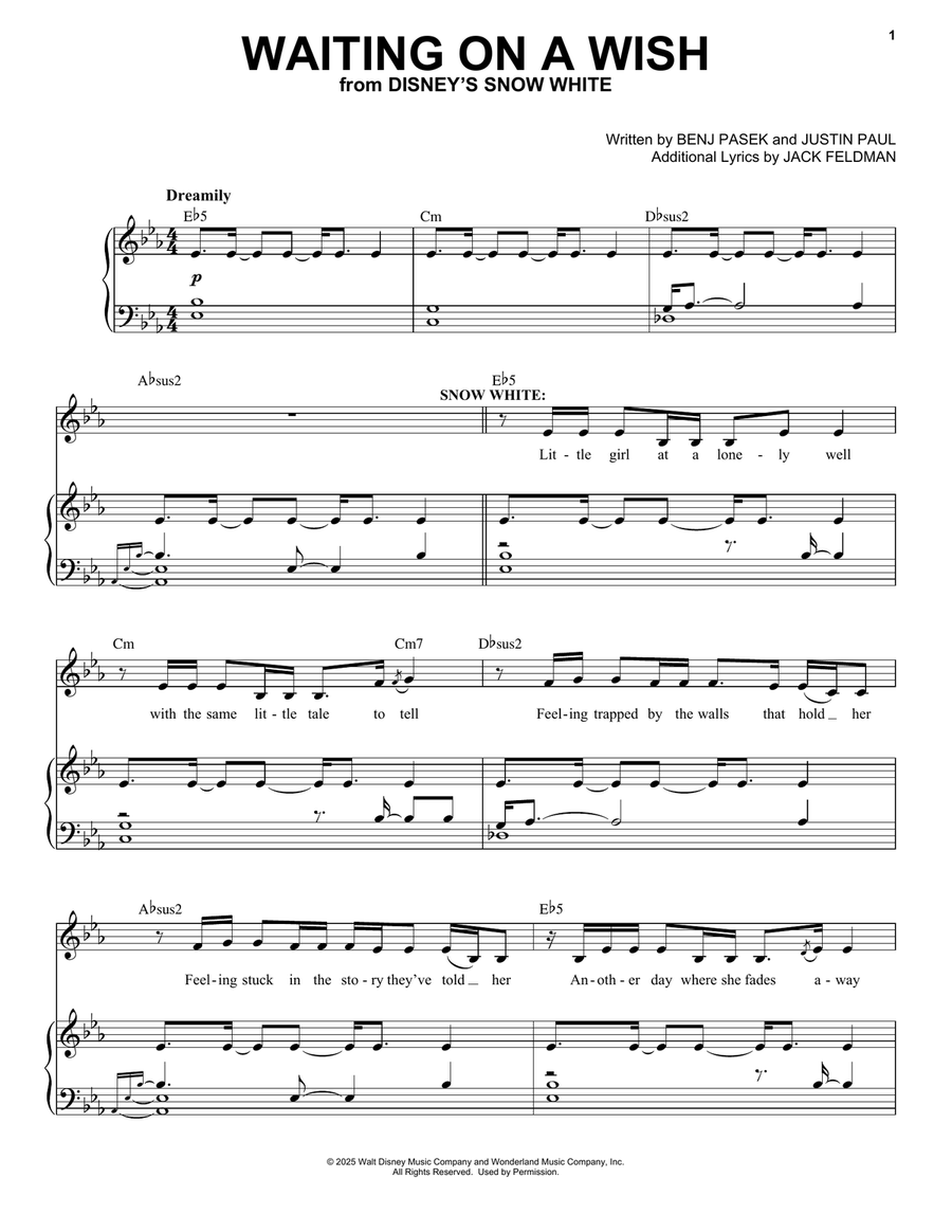 Waiting On A Wish (from Snow White) (2025) Voice scores gallery preview page 1