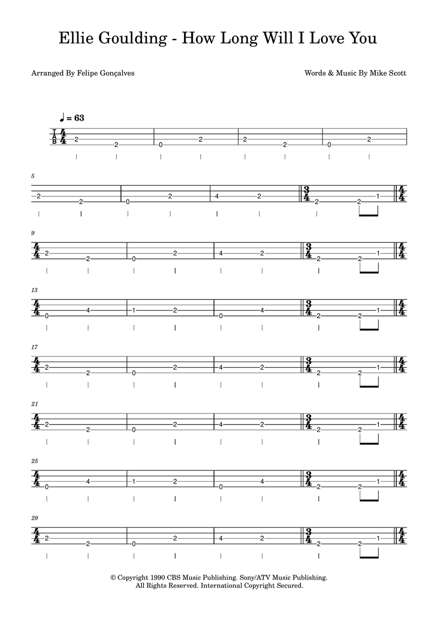 How Long Will I Love You How Long Will I Love You Acoustic Guitar scores gallery preview page 1