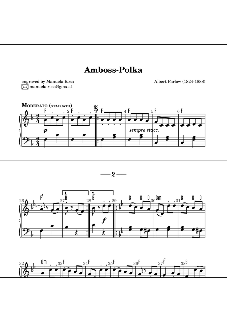 Amboss Polka (Anvil Polka) easy piano version Piano Method scores gallery preview page 1