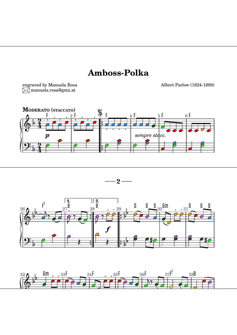 Amboss Polka (Anvil Polka) easy piano version Piano Method scores gallery preview page 3