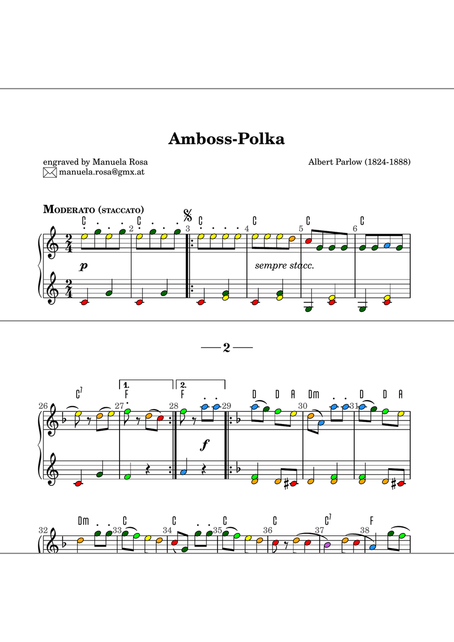 Amboss Polka (Anvil Polka) easy piano version Piano Method scores gallery preview page 6