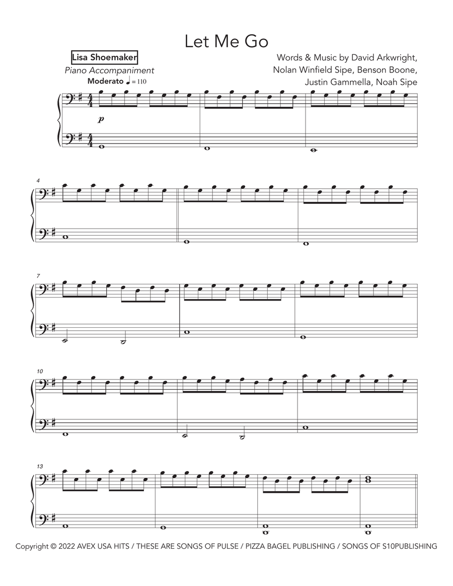Let Me Go Let Me Go Piano Solo scores gallery preview page 1