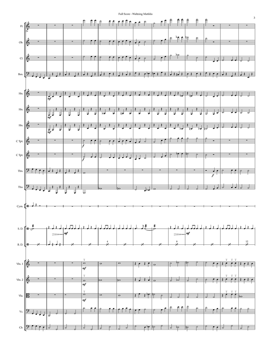 Waltzing Matilda Full Orchestra scores gallery preview page 3