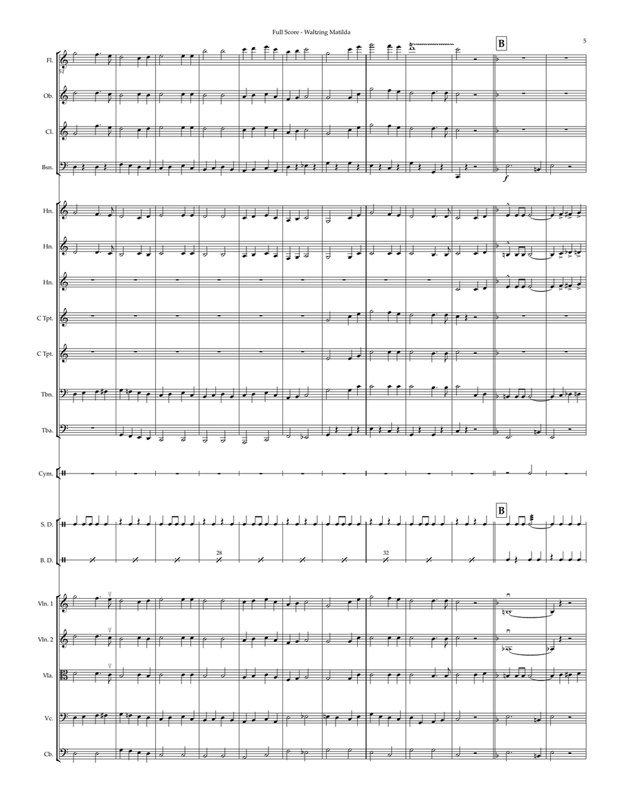 Waltzing Matilda Full Orchestra scores gallery preview page 5