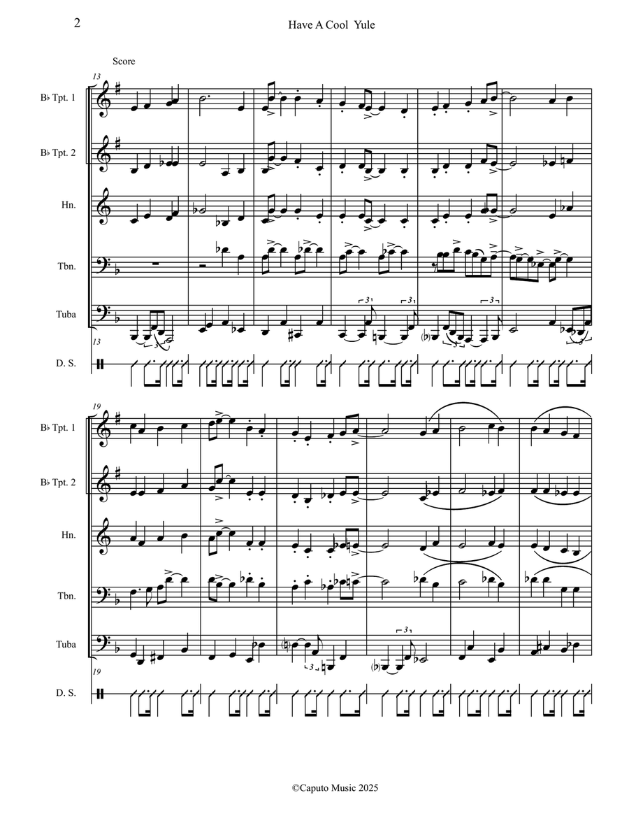 Have A Cool Youle For Brass Quintet w/Opt. Drum Set Brass Quintet scores gallery preview page 3