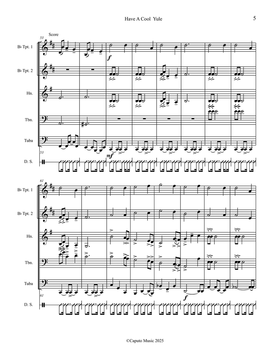 Have A Cool Youle For Brass Quintet w/Opt. Drum Set Brass Quintet scores gallery preview page 6