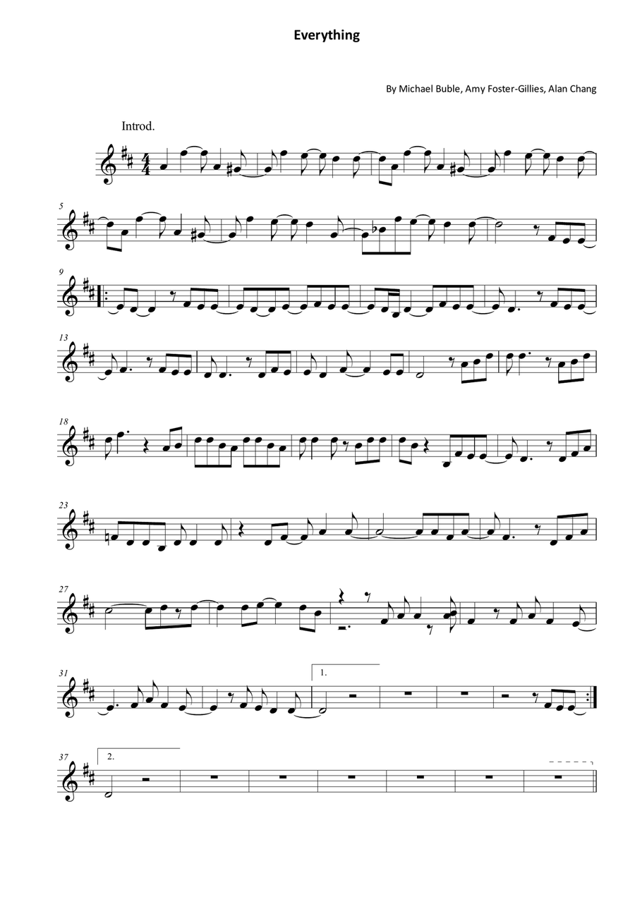 Everything Everything Violin Solo scores gallery preview page 1
