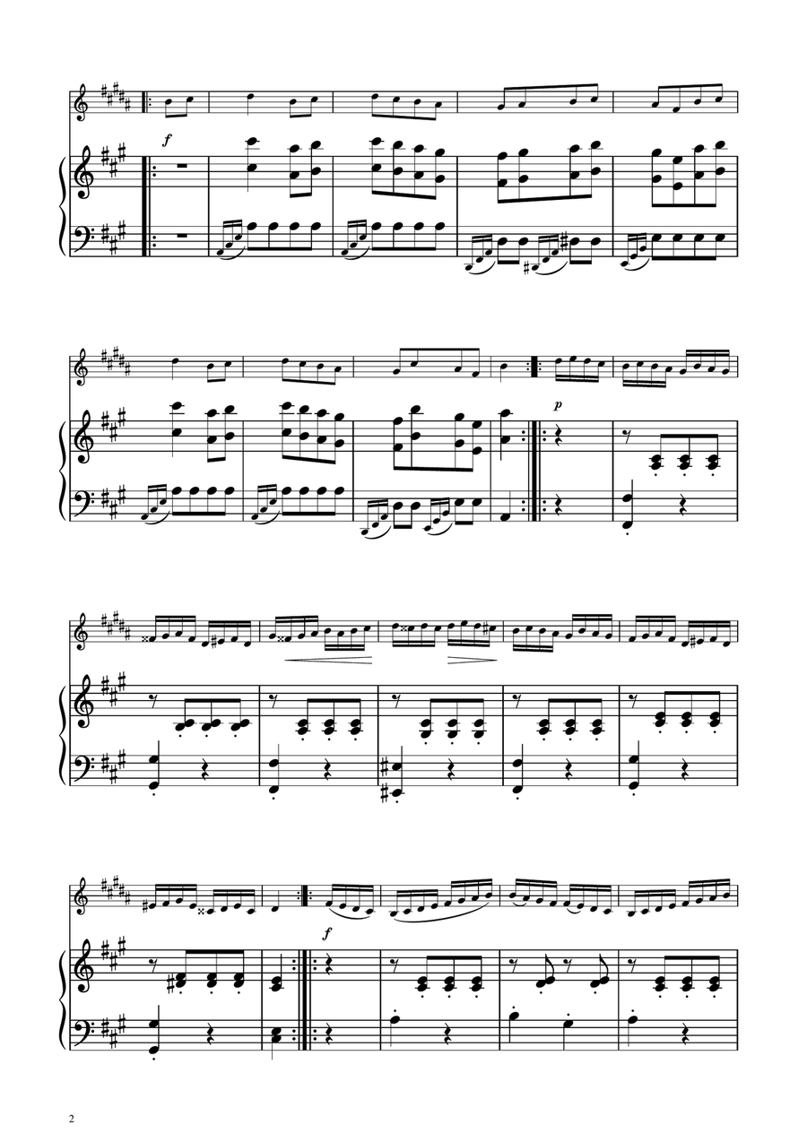 Turkish March - Bass Clarinet Solo w/ Piano Bass Clarinet scores gallery preview page 2