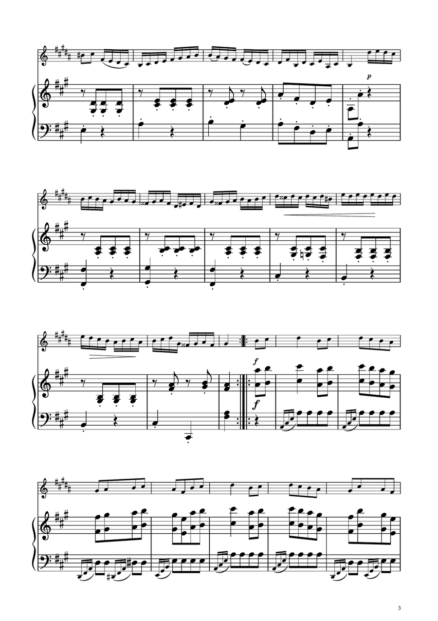 Turkish March - Bass Clarinet Solo w/ Piano Bass Clarinet scores gallery preview page 3