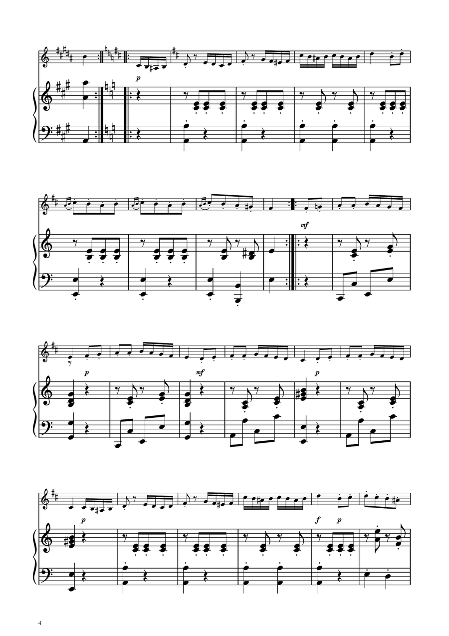 Turkish March - Bass Clarinet Solo w/ Piano Bass Clarinet scores gallery preview page 4