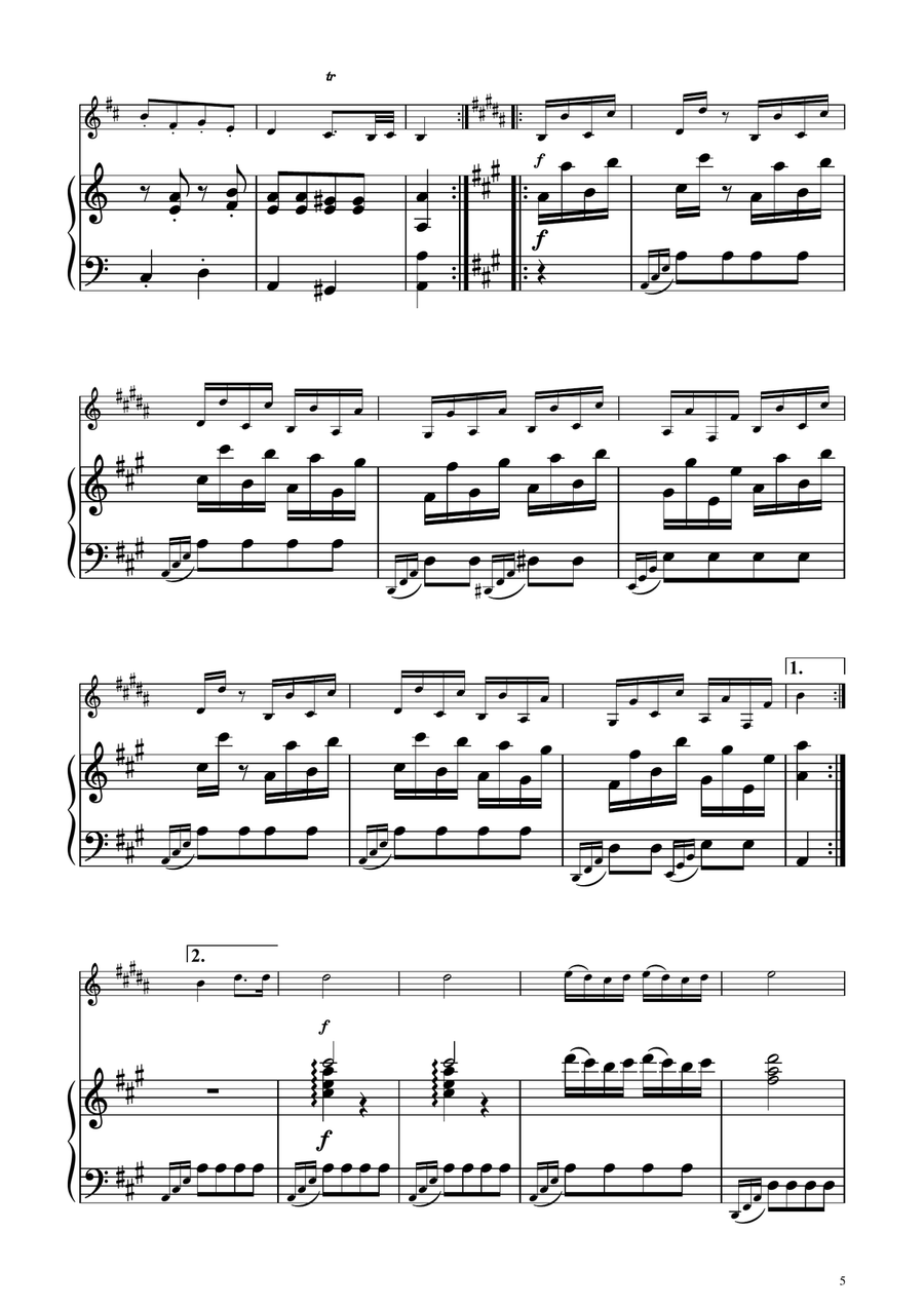 Turkish March - Bass Clarinet Solo w/ Piano Bass Clarinet scores gallery preview page 5
