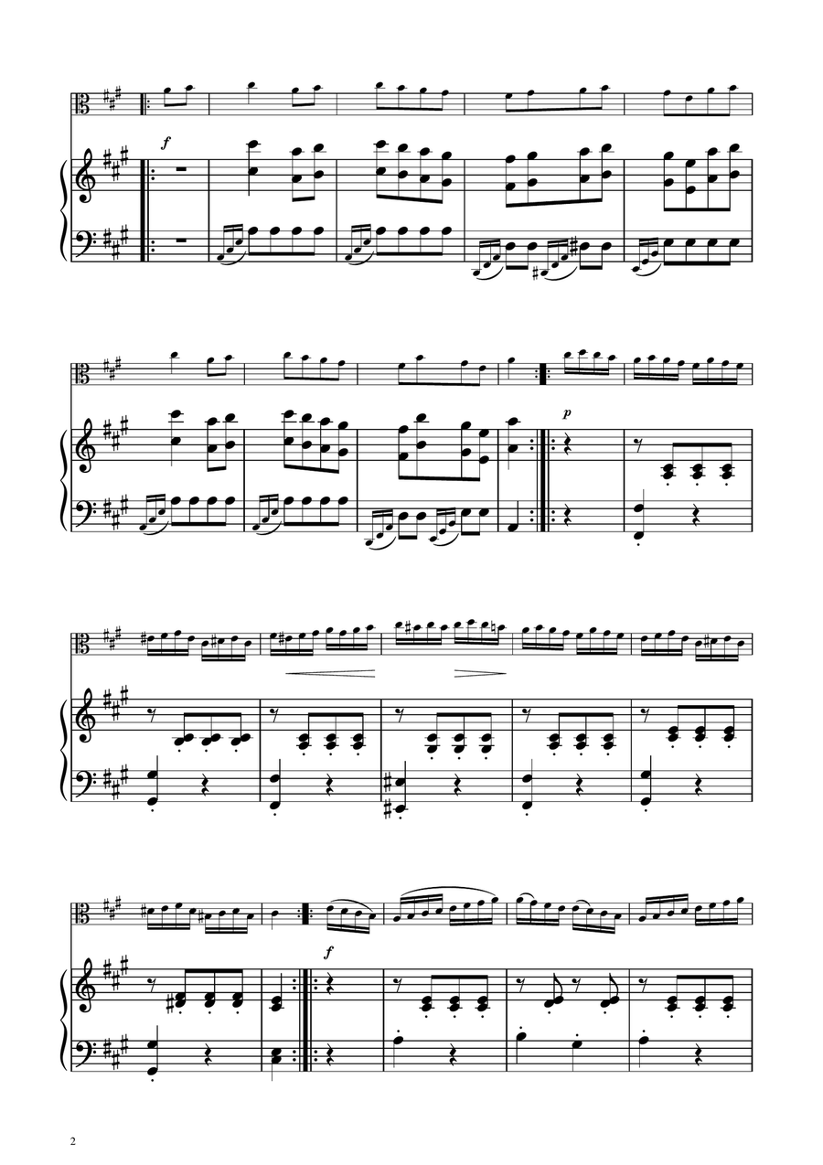 Turkish March - Viola Solo w/ Piano Piano scores gallery preview page 2