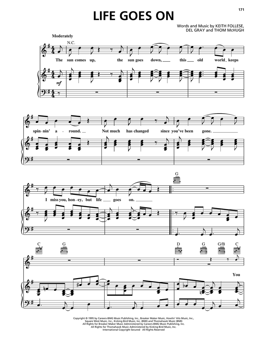 Life Goes On Life Goes On Piano, Vocal, Guitar scores gallery preview page 1