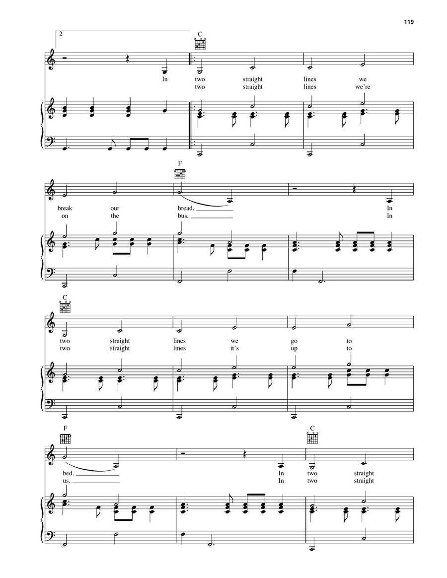 In Two Straight Lines (from Madeline) Piano, Vocal, Guitar scores gallery preview page 2