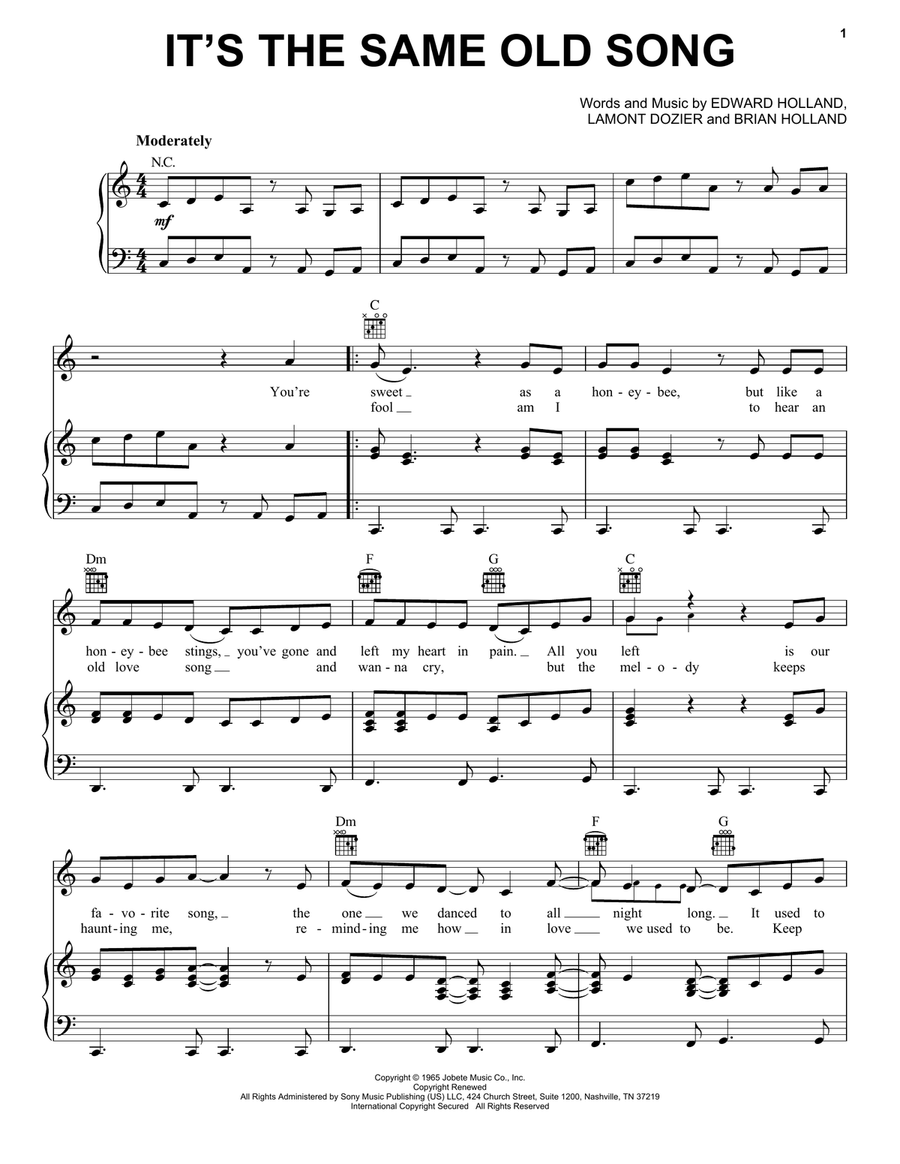 It's The Same Old Song It's The Same Old Song Piano, Vocal, Guitar scores gallery preview page 1