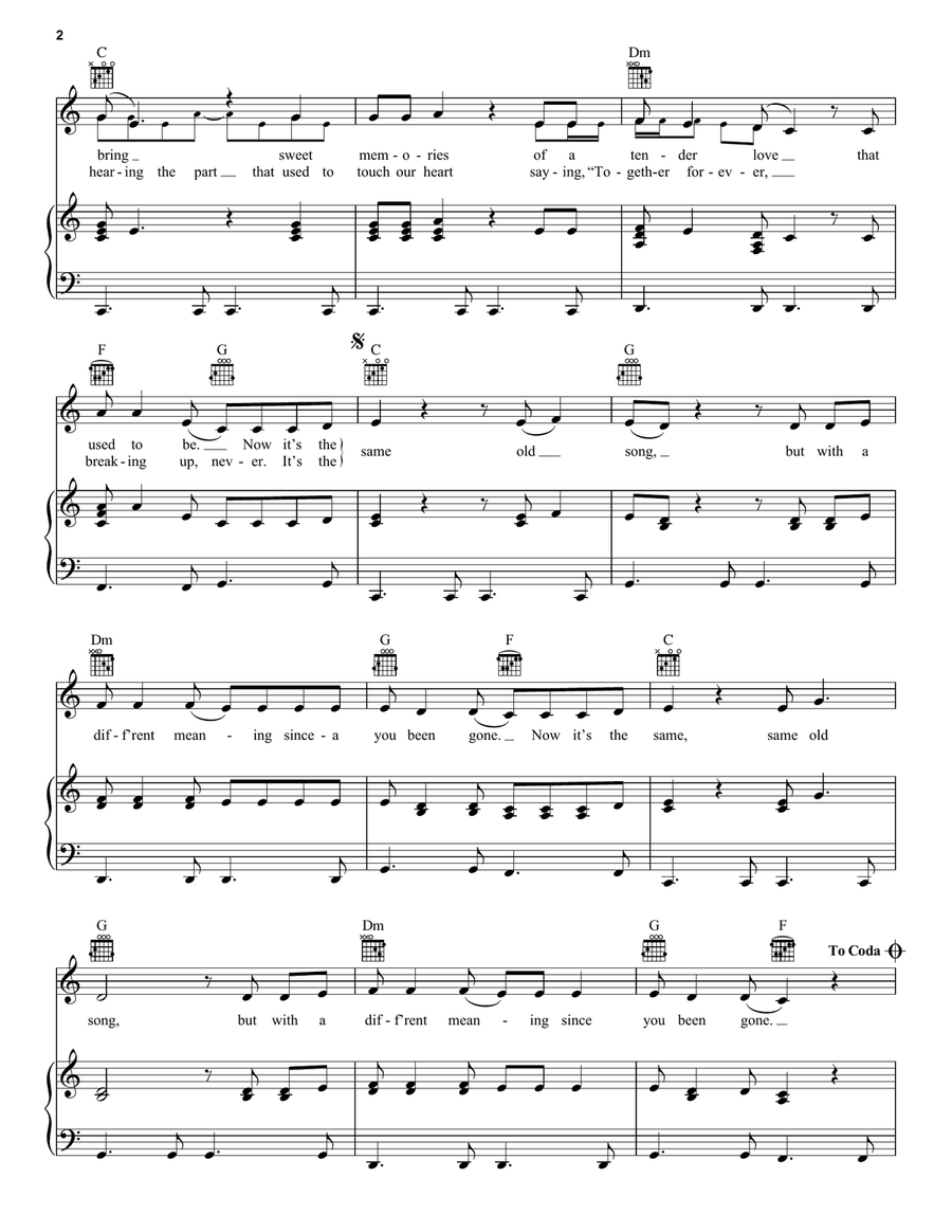 It's The Same Old Song It's The Same Old Song Piano, Vocal, Guitar scores gallery preview page 2
