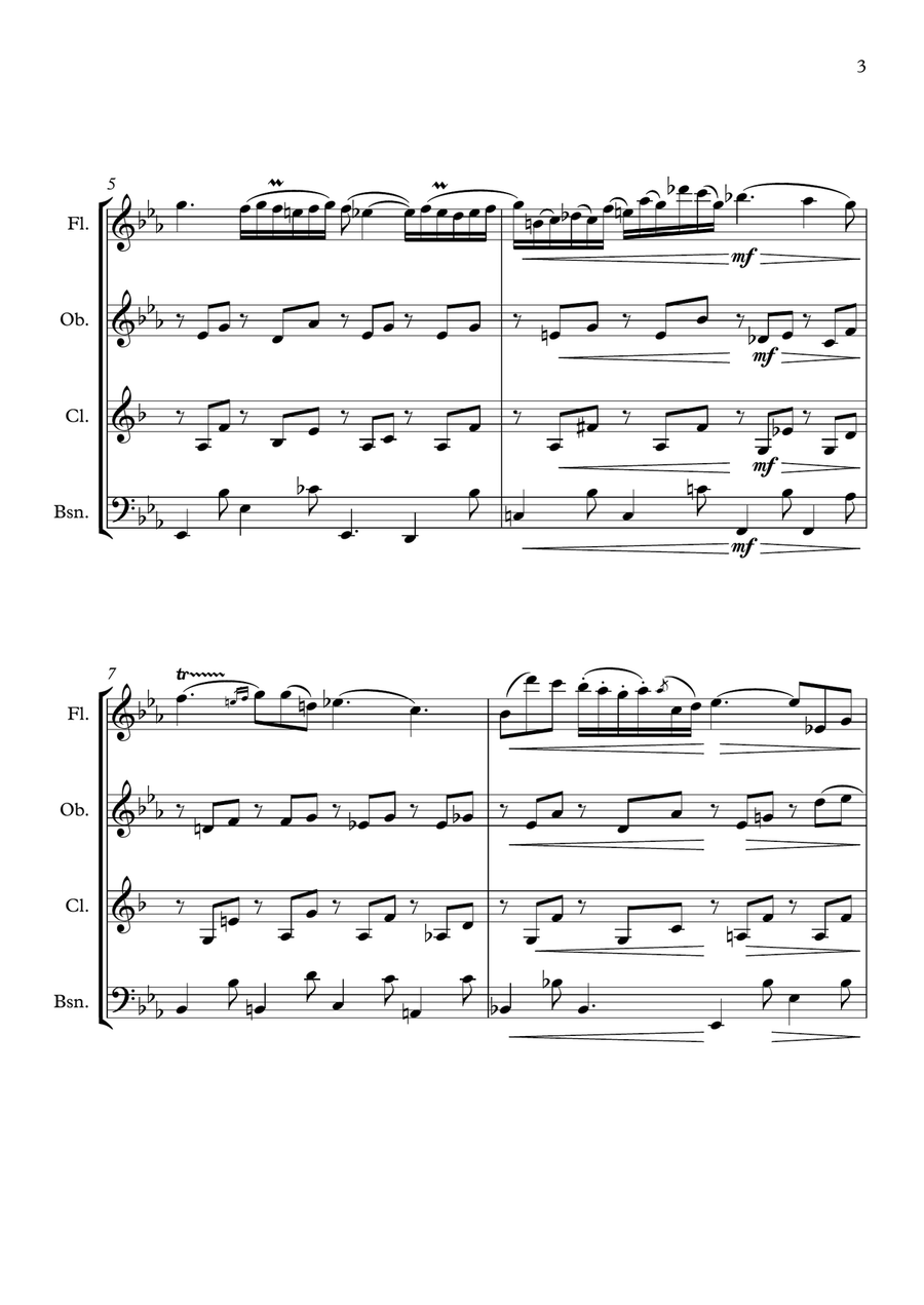 Chopin - Nocturne - Op.9 No. 2 - Woodwind Quartet Woodwind Quartet scores gallery preview page 3