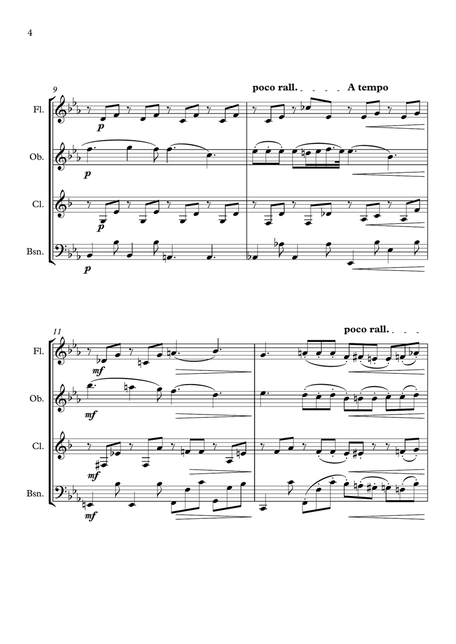 Chopin - Nocturne - Op.9 No. 2 - Woodwind Quartet Woodwind Quartet scores gallery preview page 4