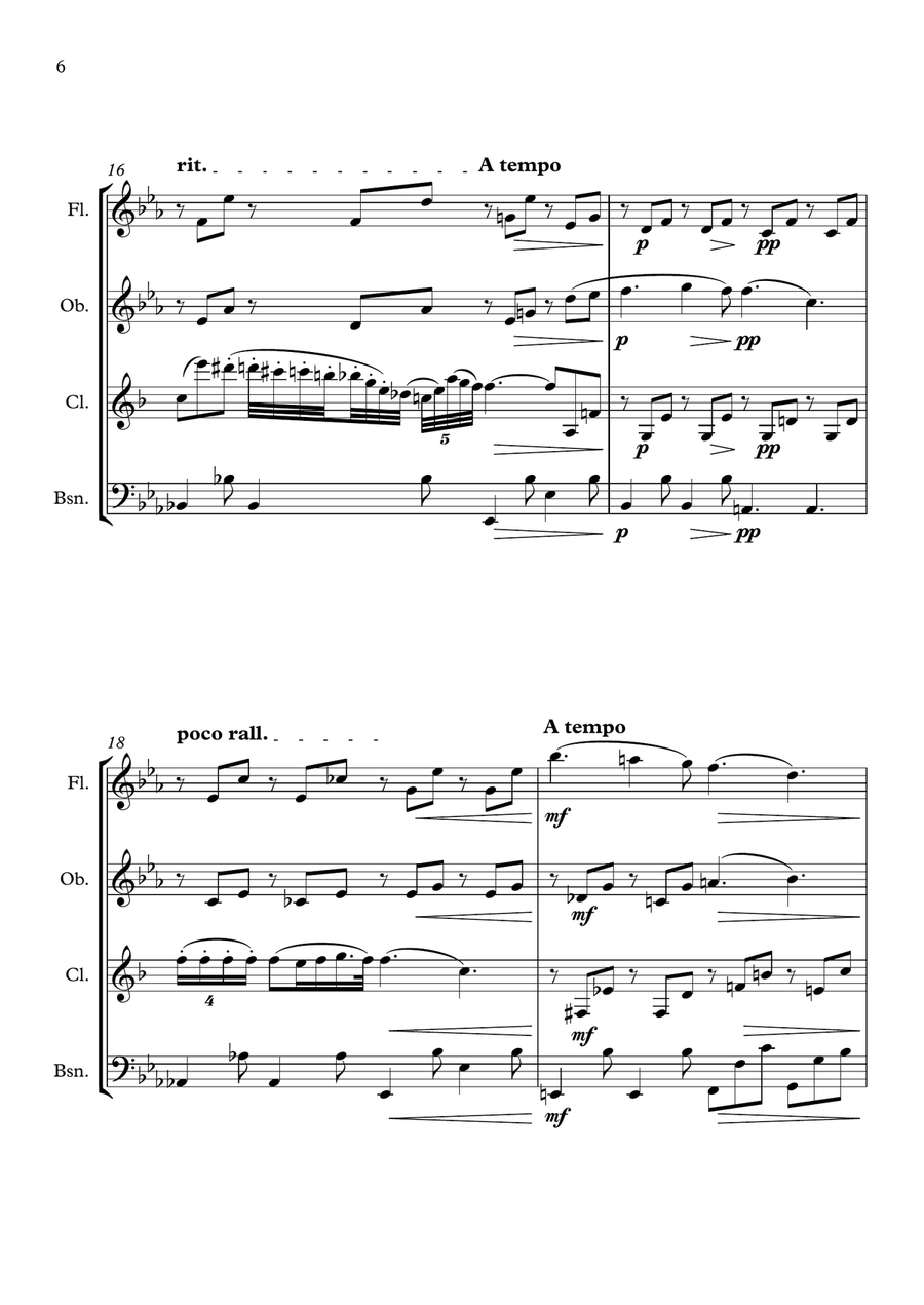Chopin - Nocturne - Op.9 No. 2 - Woodwind Quartet Woodwind Quartet scores gallery preview page 6