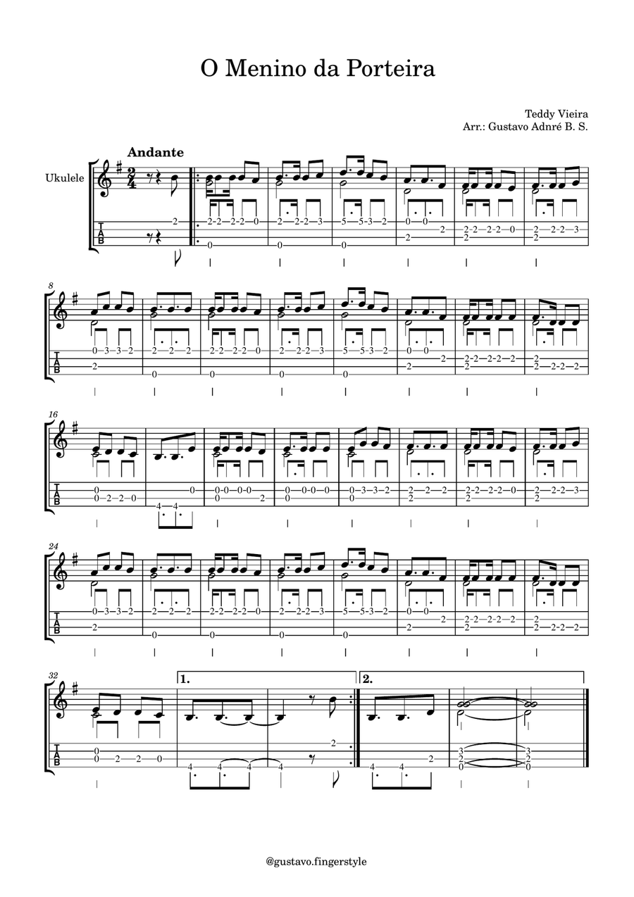 O Menino Da Porteira O Menino Da Porteira Ukulele scores gallery preview page 1